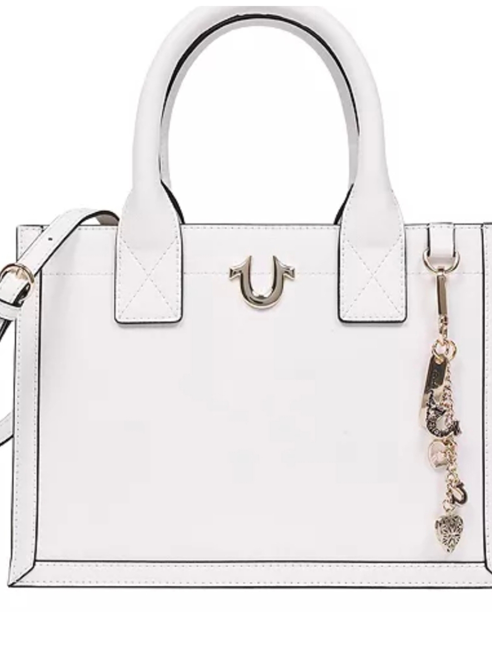 True Religion White  Top-Handle Satchel with Gold Charm